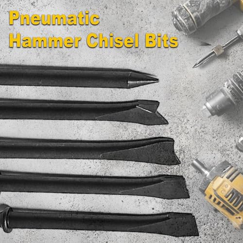 5pcs Pneumatic Hammer Chisel Bits 0.401'' (10mm), Air Hammer Attachments Air Chisel Bits Air Hammer Bits for 150/190/250 Air Hammer Chipping Bits Set for Masonry Concrete Demolition - color: Black-5