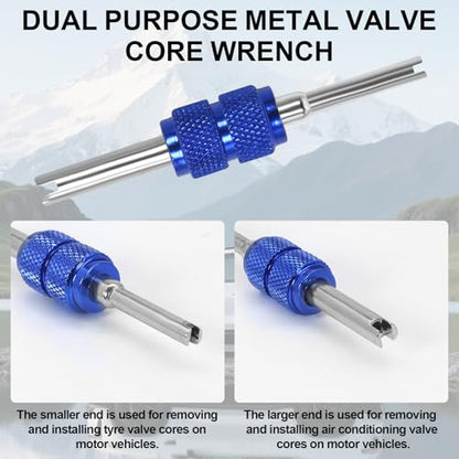 102Pcs Auto Air Conditioning Valve Core Accessories Kit A/C R12 R134a Automotive Air Conditioning Refrigeration Tire Valve Stem with Double Head Dismantling and Installer Tool Assortment Kit