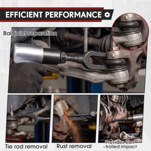 5 Pcs Ball Joint Removal Tool Set 0.94'' and 0.83'' Fork 6.7'' Shovel 4'' Air Hammer Removal Separator Kit with Storage Bag for Automotive Front End Service, Car, Van and Light Truck