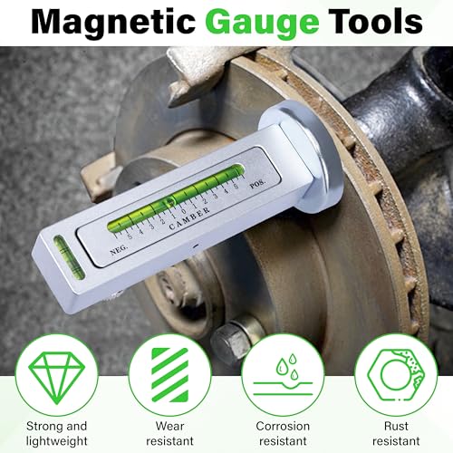 Sixzoo Wheel Alignment Tool, Universal Camber Alignment Tool, Adjustable Magnetic Gauge Tools, Alignments Tools Automotive, Caster Camber Gauge, Tire Repair Accessories for Most Cars Trucks RVs - color: Silver