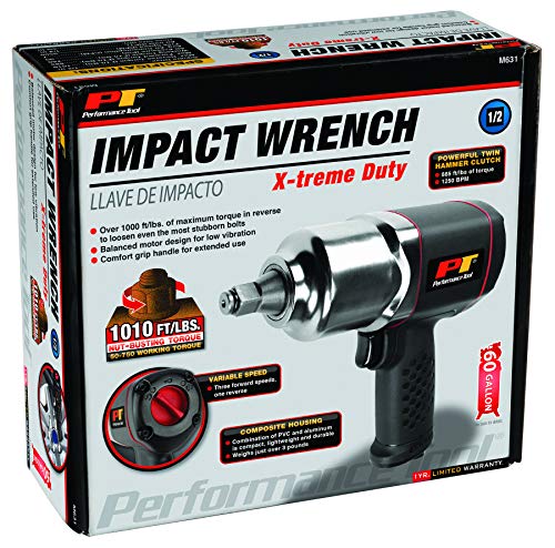 Performance Tool M631 1/2-Inch Composite Impact Wrench - Powerful and Lightweight Air Tool for Professional Mechanics and DIY Enthusiasts - size: 1/2 in. X-Treme Duty Imp. Wrench