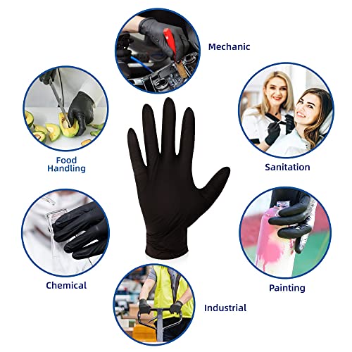 KKD Nitrile Gloves, 5.5 Mil Disposable Gloves Powder Free, 100 Count Food Safe Gloves Disposable Latex Free For Cooking, Cleaning, Work, Black, X-large - color: C-black-x-large (100 Count)