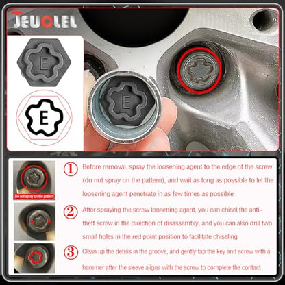 22PCS Wheel Locking Nut Key Kit Compatible with Audi 2002-2012 | Wheel Lock Nut Socket Adapter Set, Anti-Theft Lug Removal Tool, Anti-Theft Screw Remover, Repair Tool, Tyre Fitting, garage - size: 22pcs Socket Set