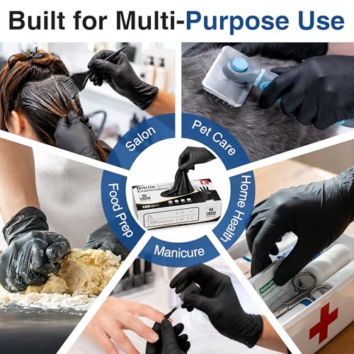 Schneider Medical Nitrile Exam Gloves, 4 Mil Black Gloves Disposable Latex Free Powder Free, Food Safe for Cooking - size: Small, style: 1000 Count(case of 10 Boxes)