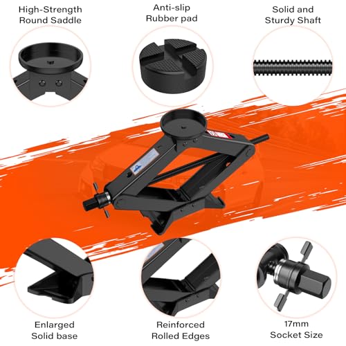Scissor Jack 3 Ton, 4.1"-18.3" Lifting Car Jack, Heavy Duty Car Jack Kit, Portable Tire Changing kit with Lug Wrench, Tire Jack Tool for Car SUV MPV