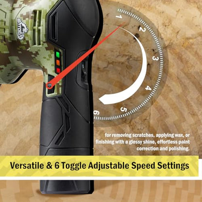 BATOCA 2026 S3 Cordless Car Buffer Polisher, 2x2.0Ah Lithium-ion Rechargeable Battery Powered Polisher with 6 Variable Speed, DA Orbital Buffer for Car Detailing, Polishing, Waxing, Graffiti Style - size: Camouflage Pattern Style