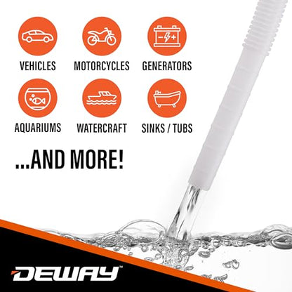 Deway Automatic Fuel Transfer Pump, Powerful AA Battery Powered with USB-C Power Option, 51" Extra Long Hose Fits All Size Cans, Portable Liquid Pump Transfers at 3.8 Gal/Minute - style: Basic No Auto-Stop