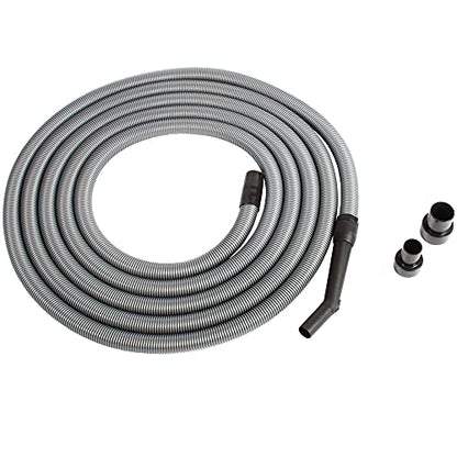 Cen-Tec Systems 30 Ft. Premium Shop Vacuum Extension Hose with 2 tank adapters and 1.25" curved end, Silver - size: 30 Ft. Hose