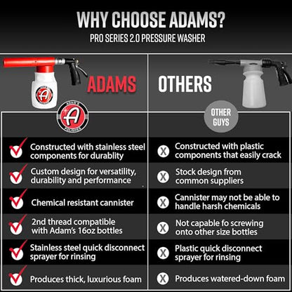 Adam's Polishes Foam Gun Car Wash Sprayer - Connects to Garden Hose for Car Washing, No Pressure Washer Required, Use Snow Foam Blaster with Car Soap, Shampoo or Detergent - style: Premium Foam Gun