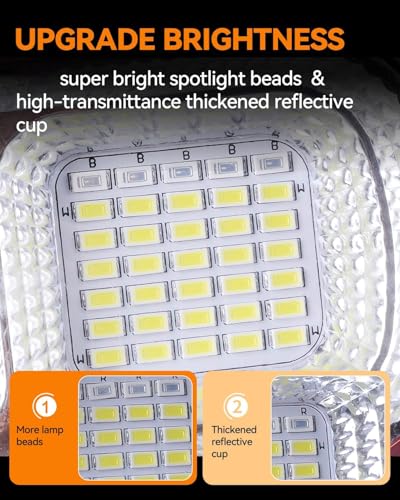 Horenom 11000mAh Portable Solar Rechargeable Work Light, 70 LED Flood Light with Magnetic Back for Camping Tent Fishing Underhood Garage Hiking Construction Mechanic Outdoor Emergency, 80w Power Bank
