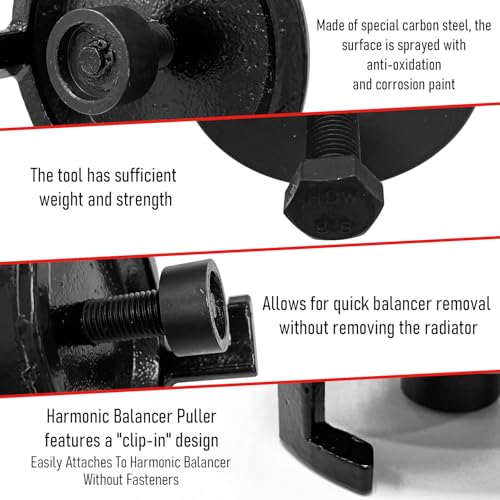 GM Harmonic Balancer Puller, 25264 LS Crank Pulley Puller for GM Chrysler Jeep Dodge, Harmonic Damper Puller Without Tapped Holes for Engine Balancer Removal/Replacement