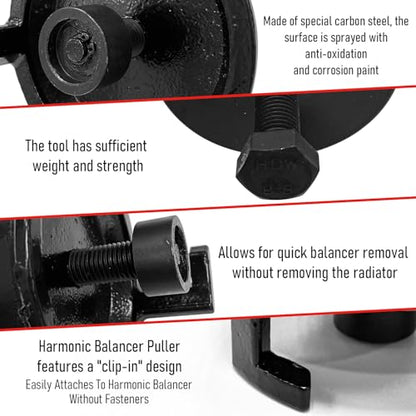 GM Harmonic Balancer Puller, 25264 LS Crank Pulley Puller for GM Chrysler Jeep Dodge, Harmonic Damper Puller Without Tapped Holes for Engine Balancer Removal/Replacement