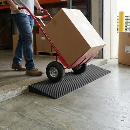 VEVOR 1.6" Rise Cuttable Threshold Ramp for Doorways, 35.4" Wide Natural Rubber Wheelchair Ramp, Non-Slip Solid Rubber Ramp with Double-Sided Tape for Doorways,Driveways,Bathroom,Smooth Tile - size: 1.6‘’ Rise