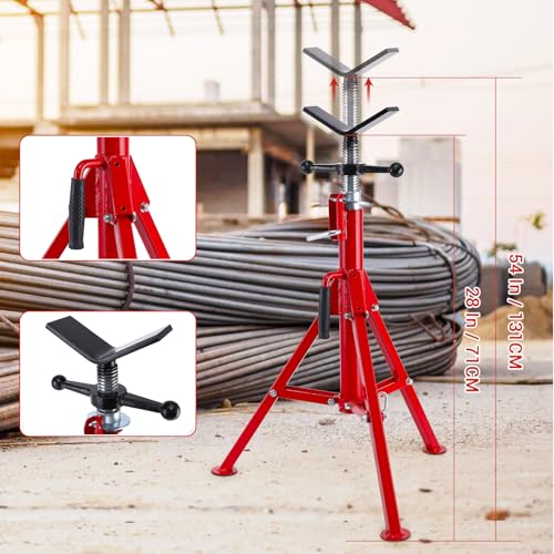 GarveeTech Heavy-Duty Pipe Stand Adjustable Folding Pipe Jack Stand | Robust Steel Construction, 2500 LBS Load Capacity | V Head Pipe Jack Stands for Welding, Automotive, Construction Projects