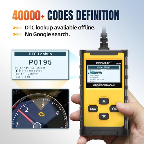 Check Engine Code Reader, OBDMATE OM201 OBD2 Diagnostic Tool | Clearing Faulty Codes with Wireless Printing | Graphic Live Data | EVAP Test