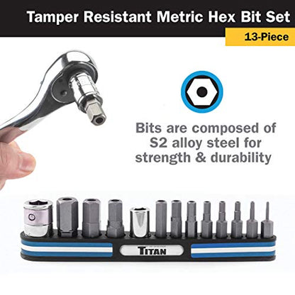 Titan 16136 13-Piece Tamper Resistant Metric Hex Bit Set - style: Tamper Resistant