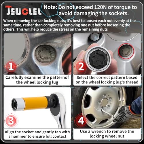 A Wheel Locking Nut Key Compatible with Audi Series, (Socket OD 27mm - ID 25mm), Wheel Lock Nut Socket Adapter, Wheel Anti-Theft Lug Nut Removal Tool, Anti-Theft Screw Remover - size: Socket A