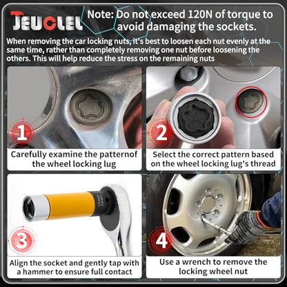 A Wheel Locking Nut Key Compatible with Audi Series, (Socket OD 27mm - ID 25mm), Wheel Lock Nut Socket Adapter, Wheel Anti-Theft Lug Nut Removal Tool, Anti-Theft Screw Remover - size: Socket A