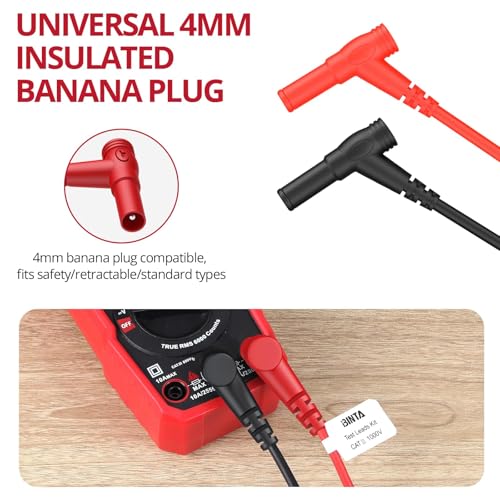 BINTA 2PCS Heavy Duty Alligator Clips Test Leads, Multimeter Alligator Clips Leads with Angle 4mm Banana Plug for Home DIY Automotive Industrial Electrical Testing, 3.3 Feet - style: 2PCS