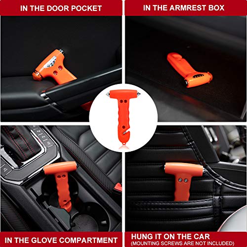 MOTORBUDDY 4-Pack Car Safety Hammer, Auto Emergency Escape Hammer with Window Breaker and Seat Belt Cutter, Striking Red Emergency Escape Tool for Car Accidents - color: Orange Red