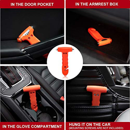 MOTORBUDDY 4-Pack Car Safety Hammer, Auto Emergency Escape Hammer with Window Breaker and Seat Belt Cutter, Striking Red Emergency Escape Tool for Car Accidents - color: Orange Red
