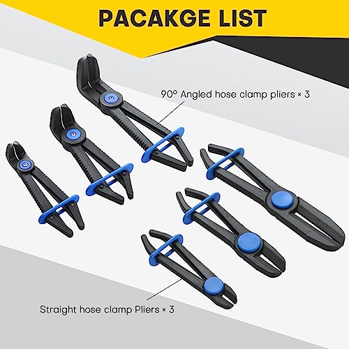 6PCS Hose Clamp Pliers Set | Versatile Hose Pinch Off Pliers, Line Clamp Pliers Set Straight & 90°Angled for Flexible Hoses, Brake Hoses, Fuel Lines - style: 6PCS Straight & 90°Angled