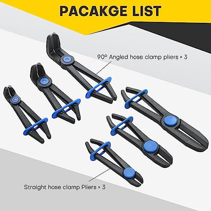 6PCS Hose Clamp Pliers Set | Versatile Hose Pinch Off Pliers, Line Clamp Pliers Set Straight & 90°Angled for Flexible Hoses, Brake Hoses, Fuel Lines - style: 6PCS Straight & 90°Angled
