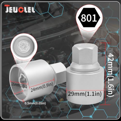 8PCS Wheel Locking Nut Key Kit for Jeep Dodge, I.D 29mm Lock Bolt | For Renegade, Wrangler, Cherokee, Journey 2016-2020, Wheel Lock Nut Socket Adapter Set, Anti-Theft Lug Removal Tool - size: Socket Set