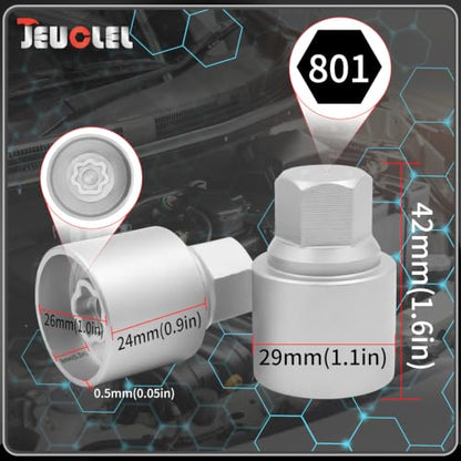 8PCS Wheel Locking Nut Key Kit for Jeep Dodge, I.D 29mm Lock Bolt | For Renegade, Wrangler, Cherokee, Journey 2016-2020, Wheel Lock Nut Socket Adapter Set, Anti-Theft Lug Removal Tool - size: Socket Set