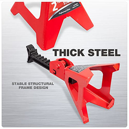 Jack Boss Jack Stands 2 Ton (4,000 LBs) Lifting Car Stand, Fit Use for Cars Automotive Small Vehicles, Red, 2 Pack - style: 2T standard