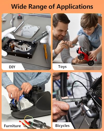 AMIR 42 in 1 Magnetic Screwdriver Set, Ratchet Screwdriver Set with Multi Bit, DIY Repair Tool Kit with Versatile T Handle for Furniture, Computer, Bicycle, Electronic Repair - color: Orange