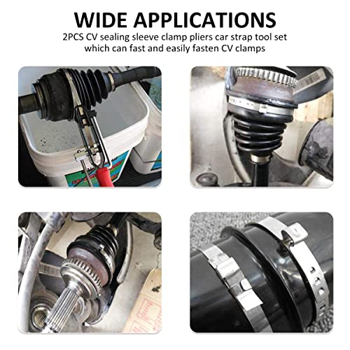 10pcs CV Boot Clamps Pliers Kit, Ear Boot Tie Pliers,Stainless Steel Universal Adjustable AXLE CV Joint Boot Crimp Clamp Kit,Hose Axle Plier CV Clamp Tool CV Joint Banding Tools