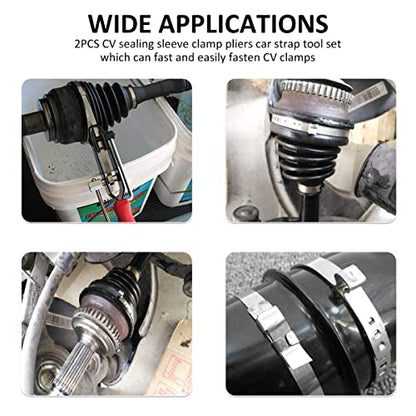 10pcs CV Boot Clamps Pliers Kit, Ear Boot Tie Pliers,Stainless Steel Universal Adjustable AXLE CV Joint Boot Crimp Clamp Kit,Hose Axle Plier CV Clamp Tool CV Joint Banding Tools