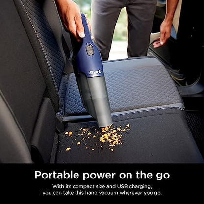 Shark Cyclone PET Handheld Vacuum | HyperVelocity Suction | Powerful Pet Hair, Home & Car Cleaning | USB Rechargable| Lightweight | Crevice Tool & Multi Surface Pet Tool | Navy Blue/Grey | CH701 - color: Blue