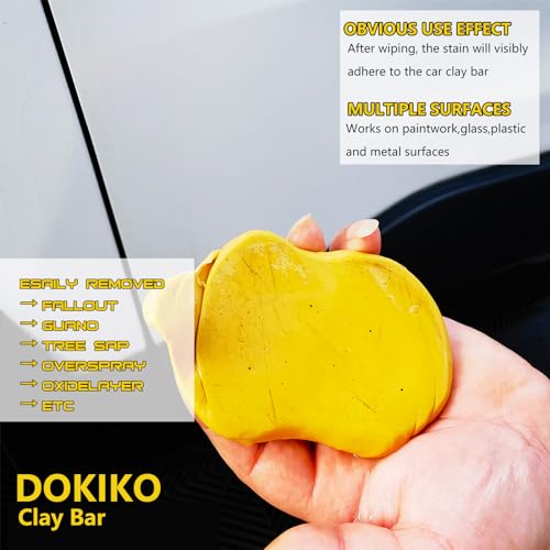 DOKIKO 8 Pack Car Clay Bars Auto Detailing Kit with 10 Lubricant Tablets, Premium Synthetic Clay for Paint Glass Wheels, Ceramic Coating Prep, Bright Color Contamination Indicator | Bright Color Safety, 10 Dissolvable Lube Tabs, 10 Dissolvable Lube Tabs