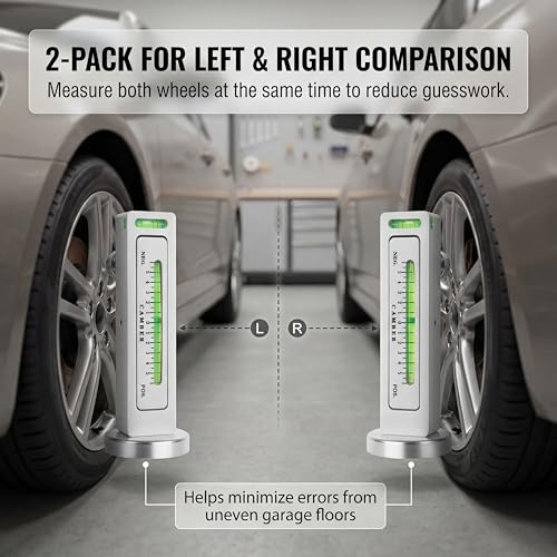 2 Pack Adjustable Magnetic Gauge Tool, Wheel Camber, Caster Pillar and Wheel Alignment Tools for Automotive Truck RV Tire Repair - color: White