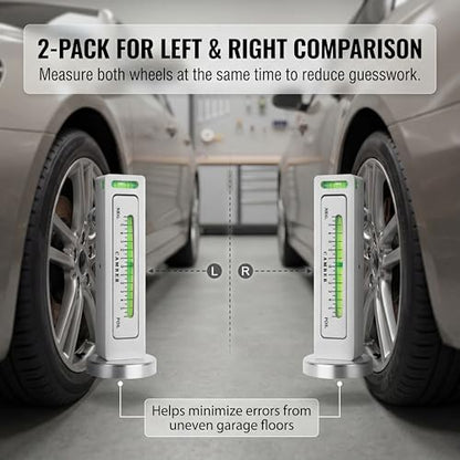 2 Pack Adjustable Magnetic Gauge Tool, Wheel Camber, Caster Pillar and Wheel Alignment Tools for Automotive Truck RV Tire Repair - color: White