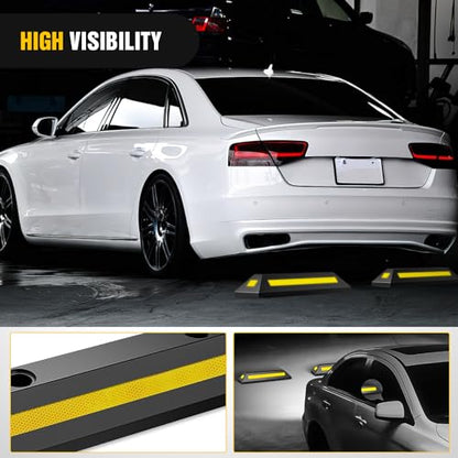 Nilight Parking Curb - Heavy Duty Rubber Garage Driveway Car Wheel Stopper Parking Aid Block Gadgets, 2-Pack - size: 22" 2-PACK