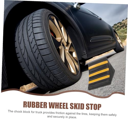 Portable Heavy Duty Rubber Wheel Chock Set for Cars and Trailers Anti-Skid Tire Stopper Non-Slip Design for Uphill Parking and RV Stabilization