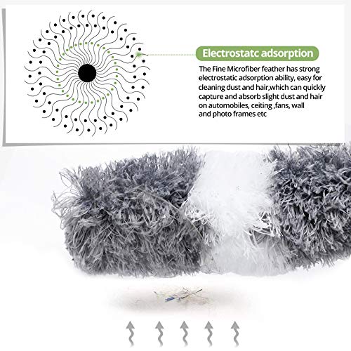 DELUX Microfiber Feather Duster Extendable Duster with 100 inches Extra Long Pole, Bendable Head & Long Handle Dusters for Cleaning Ceiling Fan, High Ceiling, Blinds, Furniture & Cars - color: White