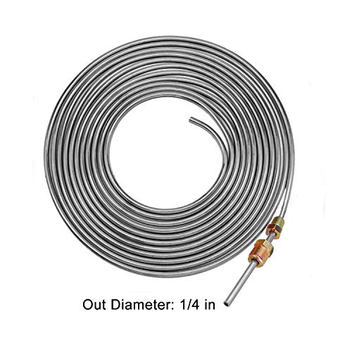 MuHize Dual Brake Line Tubing Kit 3/16 & 1/4" 25Ft | Zinc Double Galvanized Steel Brake Roll, Anti-Rust, Hydraulic Fuel & Transmission Line Replacement, Fits Cars & Trucks - color: Silver
