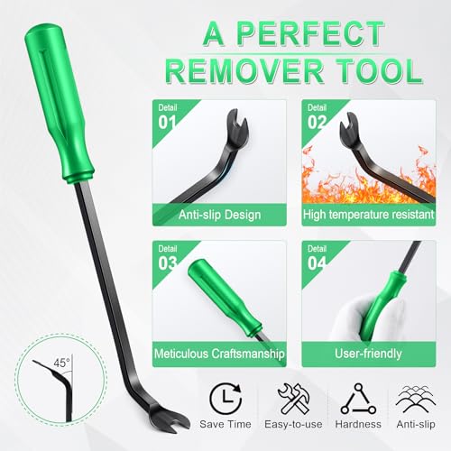 5 pcs Auto Trim Removal Tool Kit, No Scratch Plastic Pry Tool Kit - Interior Door Panel Clip Fastener Removal Set for Vehicle Dash Radio Audio Installer (Green) - color: Green