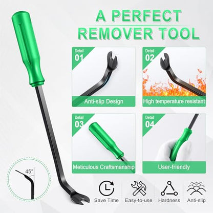 5 pcs Auto Trim Removal Tool Kit, No Scratch Plastic Pry Tool Kit - Interior Door Panel Clip Fastener Removal Set for Vehicle Dash Radio Audio Installer (Green) - color: Green