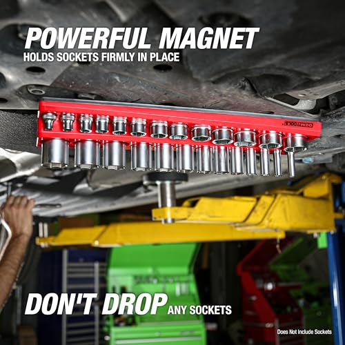 OEMTOOLS 22484 3 Piece SAE Magnetic Socket Tray Set, Magnetic Socket Organizers for Toolboxes, Rubberized Base, Holds Up To 68 Sockets, Red Socket Holder - style: 3Pc Red
