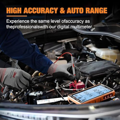 FKM Rechargeable Digital Multimeter Tester Auto-Ranging TRMS 6000 Counts | Smart Voltmeter Electrical Tester Measures AC/DC Current,Voltage,Capacitance,Resistance,NCV,Amp,Ohm,Diodes,Countinuity,Temp - style: Digital Multimeter（5" Backlit Screen）