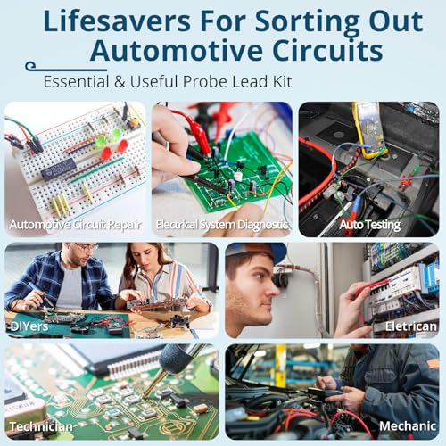 Back Probe Kit – 35PCS Automotive Test Leads Set with Storage Box,5 Large Alligator Clips,5 Wire Piercing Probes,Flexible Multi-Angle Needles for Multimeter & Automotive Diagnostics