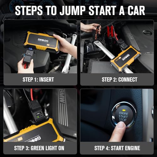 GOOLOO New GP2000 Jump Starter 2000A Car Starter Battery Pack (Up to 8.0L Gas, 6.0L Diesel Engine),12V Car Battery Charger Jumper Starter, Supersafe Portable Lithium Jump Box with USB Quick Charge - color: Yellow