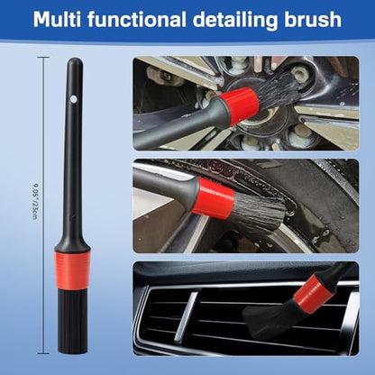 4 Pack Car Wheel and Tire Cleaner Brushes Kit Auto Motorcycle Rim Hub Ultra Soft Microfiber No Spatter Bendable Woolies Bristle Cleaning Set - color: Red & Black