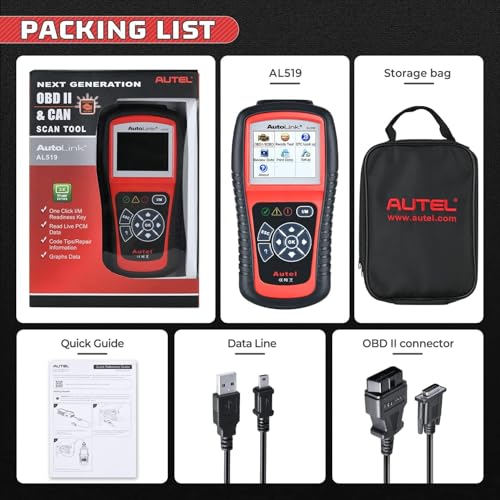 Autel AutoLink AL519 OBD2 Scanner Enhanced Mode 6 Car Diagnostic Tool Check Engine Code Reader CAN Scan Tool, Advanced Ver. of AL319 - color: Red