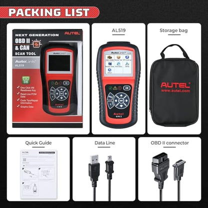 Autel AutoLink AL519 OBD2 Scanner Enhanced Mode 6 Car Diagnostic Tool Check Engine Code Reader CAN Scan Tool, Advanced Ver. of AL319 - color: Red
